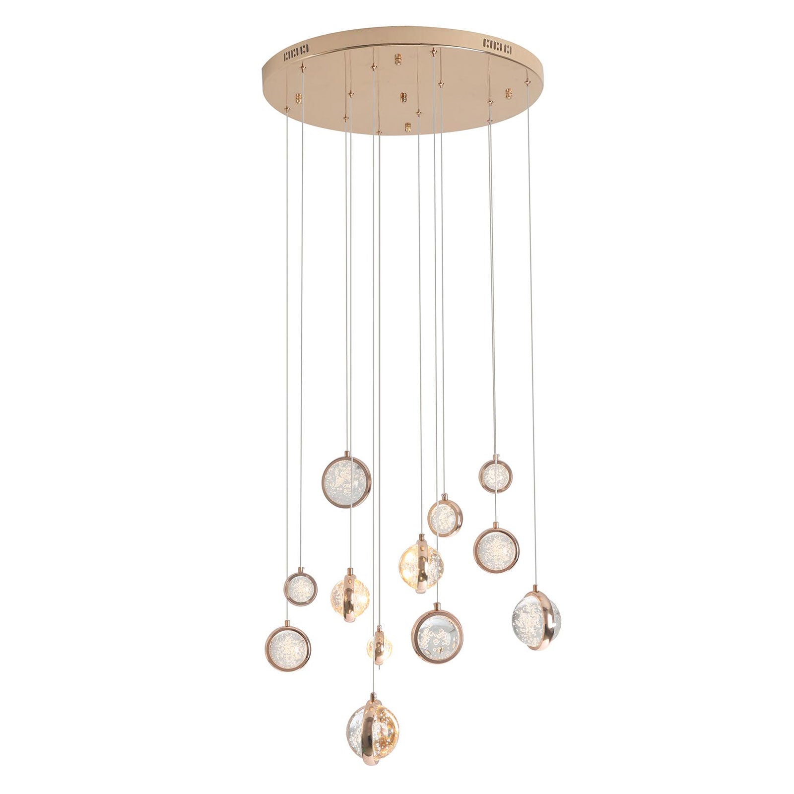 Lámpara LED Colgante Oro con Cristal 15W con Control – 2G
